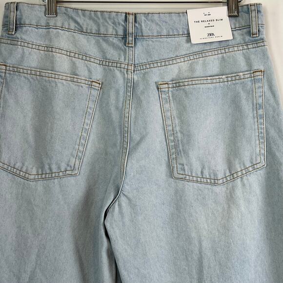 NWT Women's Zara Relaxed Fit Slim Leg Mid Rise Size 10 Jeans - Picture 6 of 16